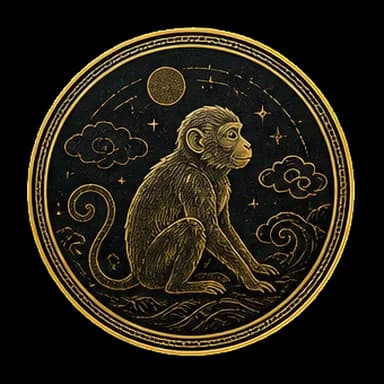 Monkey zodiac medallion