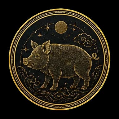 Pig zodiac medallion