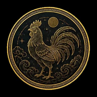 Rooster zodiac medallion