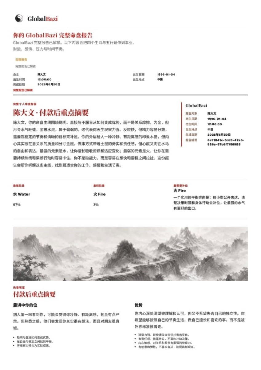完整个人命盘报告