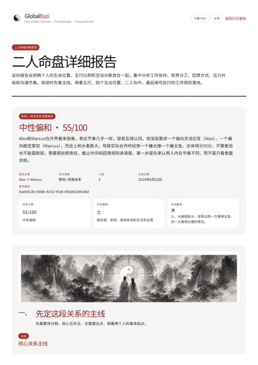 二人关系命盘报告
